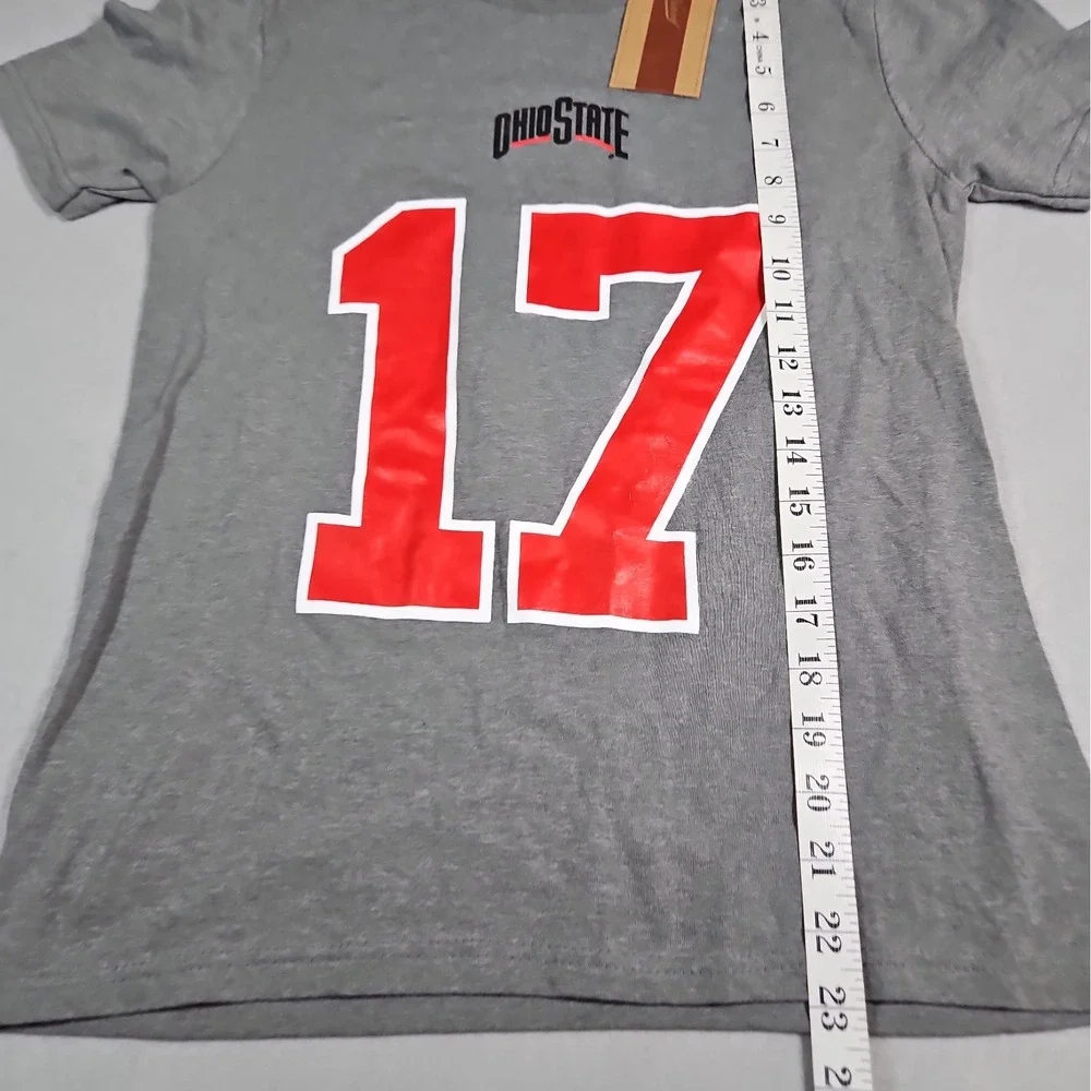 The Victory Ohio State Carnell Tate #17 Youth Gray T Shirt Size Small NWT